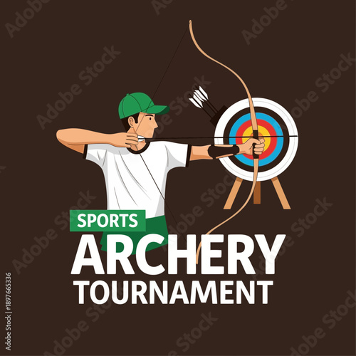 Archer Aims Arrow At Target For Competitive Sports Tournament Celebration