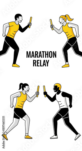 Athletic Teamwork And Competition In A Marathon Relay Race Event