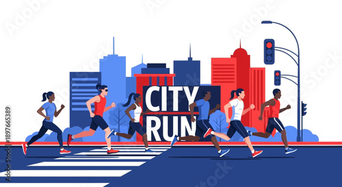 Athletic Urban Dash Excitement And City Marathon Vibe