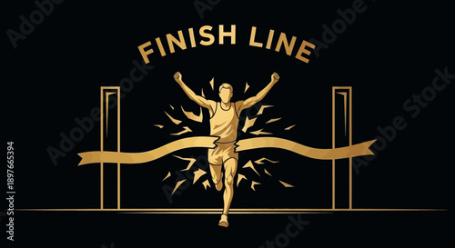 Athletic Triumph Crossing The Finish Line Victory Celebration