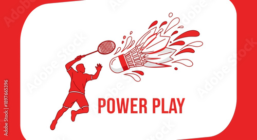 Badminton Action Depicted With Dynamic Play, Energy, and Powerful Strike Illustration