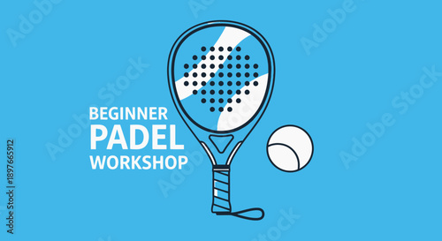 Beginner Padel Workshop Graphic Icon For Sports And Recreation