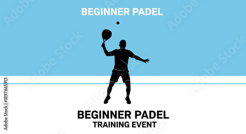 Beginner Padel Player Silhouette Serving The Ball During A Training Event