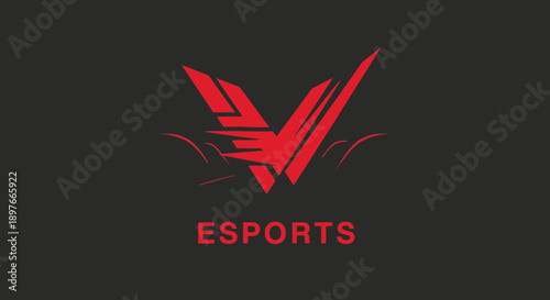 Bold Red Esports Logo on a Black Background, Modern Design for Competitive Gaming