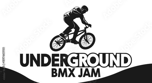 Bold Silhouette Of A Bmx Rider Mid-Trick And Event Text