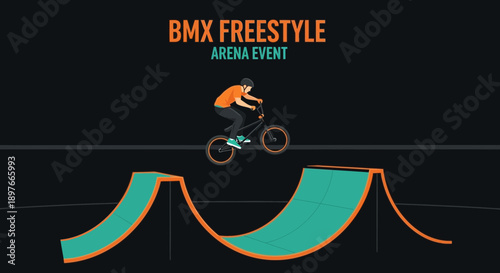 BMX Freestyle Arena Event Illustration Showing Athleticism And Excitement At Its Finest