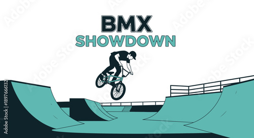 BMX Showdown: Dynamic Illustration of a Rider Executing a Daring Stunt