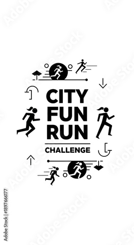 City Fun Run Challenge: Dynamic Silhouette Design for Marathon Enthusiasts and Race Events