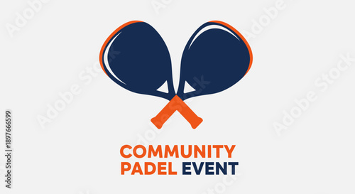 Community Padel Event Logo Featuring Crossed Rackets Vibrant Design