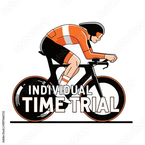 Competitive Cyclist In Dynamic Pose For Individual Time Trial Race Graphic