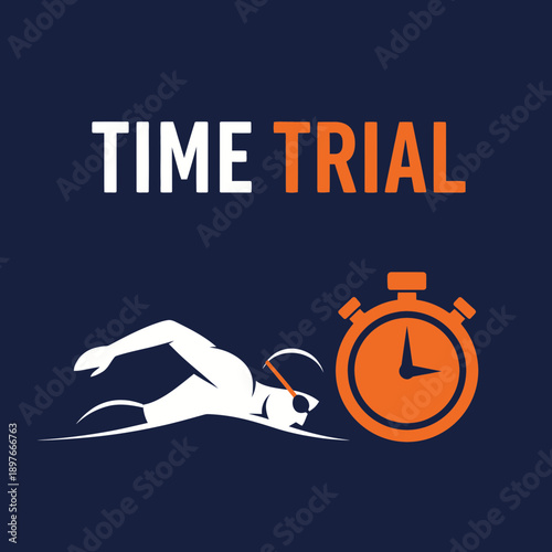 Competitive Swimming Race Time Trial Stopwatch Graphic Design