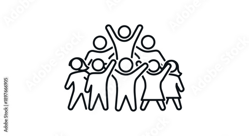 Group of People Standing Together United.