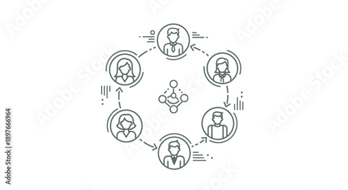 People Icons Connected in Circular Formation.