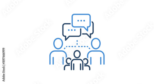 Simple Line Art People Communicating Together.