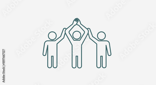 Three People Forming Triangle with Hands.