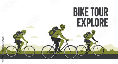 Cycling Adventure And Exploration Graphic In Minimalist Style