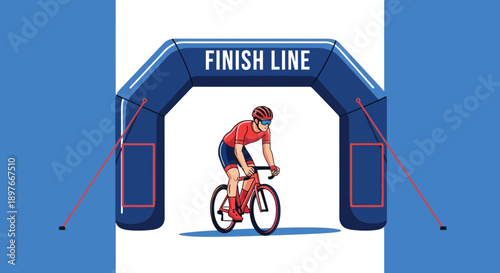 Cycling Race Culmination Athlete Crossing The Finish Line Milestone Victory