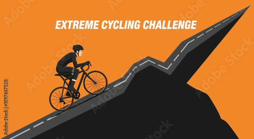Cyclist Conquering Extreme Terrain During a Challenging Biking Event and Sporting Competition