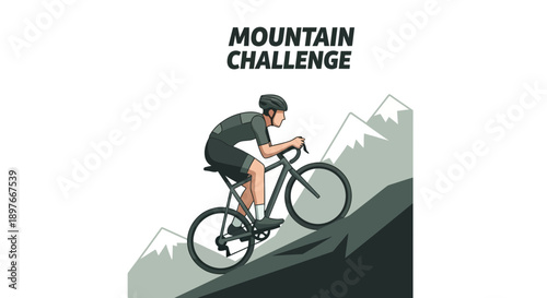 Cyclist Conquering Mountain Ascent in Athletic Endeavor During Outdoor Challenge
