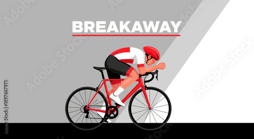 Cyclist in a Breakaway, Racing in Full Speed on a Stylishly Designed Bicycle