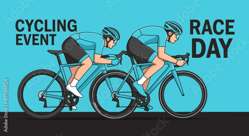 Cyclists Competing In A Vibrant Cycling Event Race Day Illustration