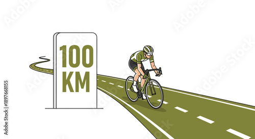 Cyclist Races Towards 100km Milestone on Green Roadway Toward A New Journey