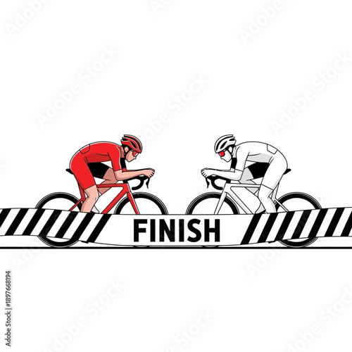 Cyclists Engaging In Intense Race Towards Finish Line Depicting Competitive Spirit and Endurance