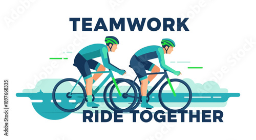Cyclists Racing Together Depicting Teamwork and Collaborative Effort for Common Goals