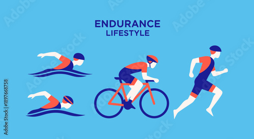 Diverse Athletes Embrace Active Endurance Lifestyle Through Swimming Cycling And Running