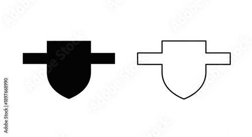 Shield Icon with Horizontal Bar - Security Symbol