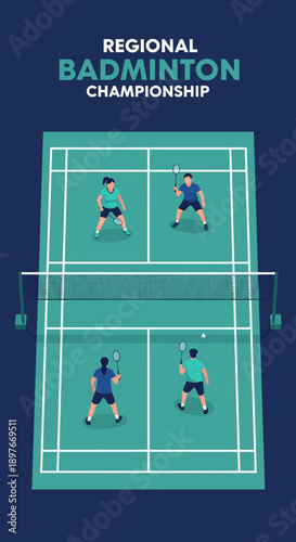 Dynamic Badminton Championship Illustration For Sporting Events And Competitions