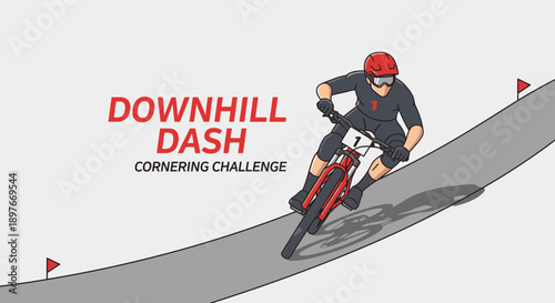 Downhill Mountain Biking Challenge: Racing Action and Cornering Precision Illustrated