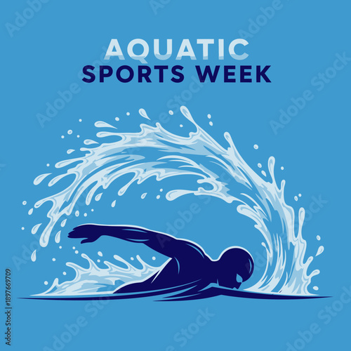 Dynamic Aquatic Sports Week Illustration For Active Lifestyle Promotion