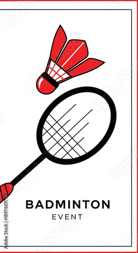 Dynamic Badminton Shuttlecock And Racket Graphic For Sporting Events