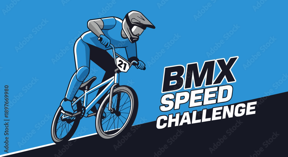 Fototapeta premium Dynamic BMX Rider Embarking On Thrilling Race For The BMX Speed Challenge Triumph