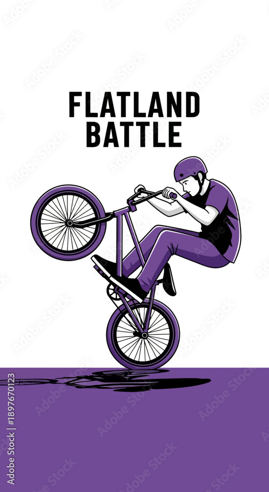 Naklejka premium Dynamic BMX Rider Performs Trick on Bicycle