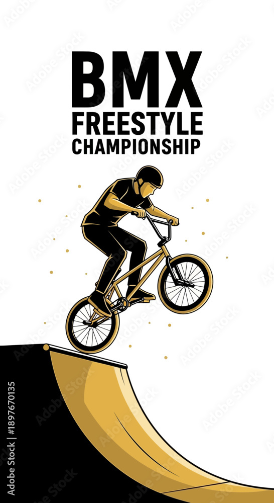 Fototapeta premium Dynamic BMX Freestyle Championship Action Shot Rider Soaring High