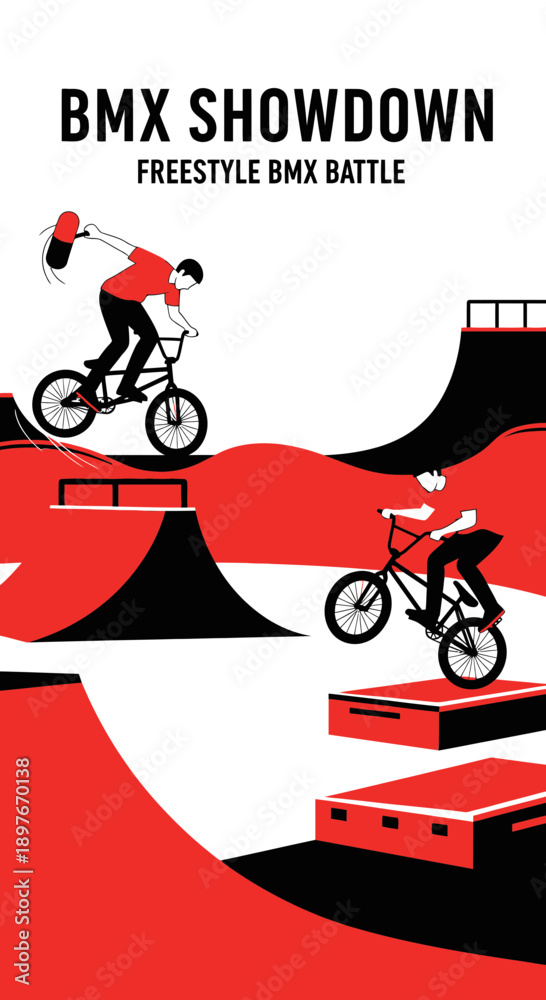 Fototapeta premium Dynamic BMX Freestyle Competition Action Sports Illustration With Vibrant Colors