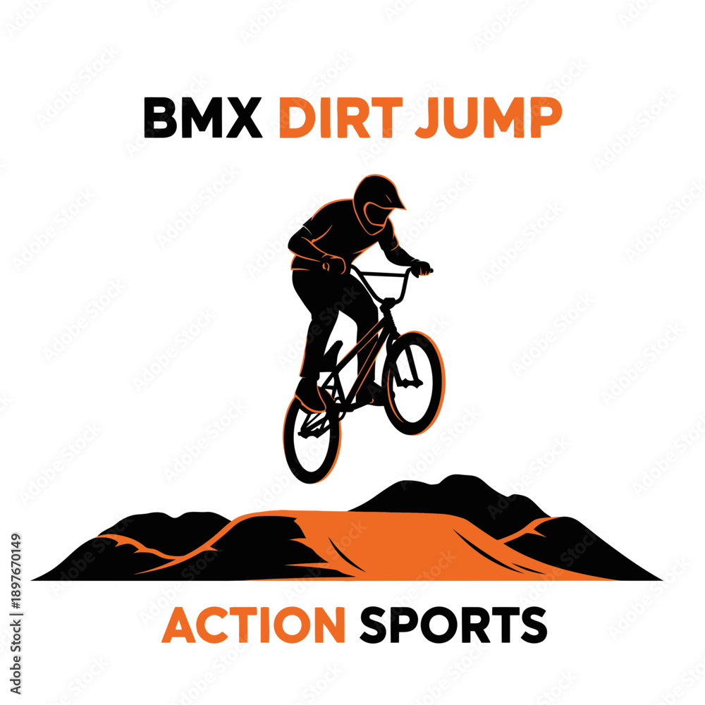 Fototapeta premium Dynamic Bmx Rider Soaring Over Dirt Jump During Extreme Sports Activity