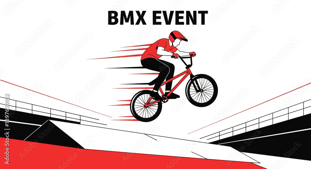 Obraz premium Dynamic Bmx Rider Soaring Through The Air At High Speed With Motion Trails