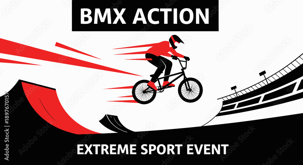 Fototapeta premium Dynamic Bmx Rider Soaring Through An Extreme Sport Event In Mid-air Motion Blur