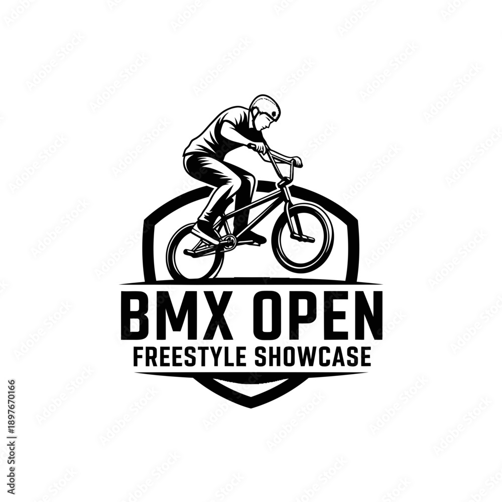 Fototapeta premium Dynamic BMX Freestyle Event Emblem Depicting Action, Thrills, and Competitive Energy