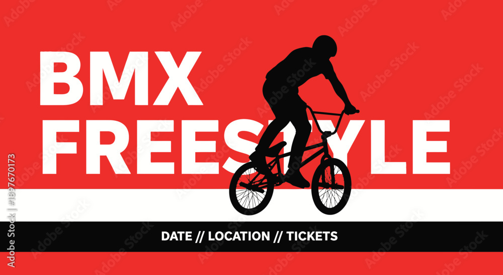 Obraz premium Dynamic Bmx Freestyle Rider Silhouette Dynamic Action Performance