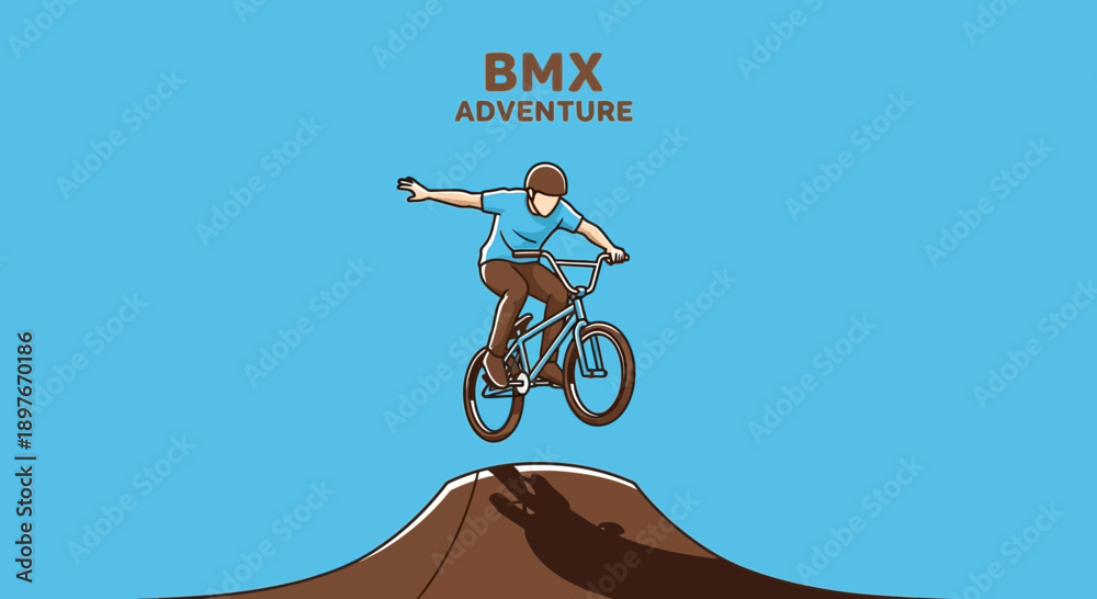 Fototapeta premium Dynamic Bmx Rider Soars High Above Dirt Jump Extreme Sports Action