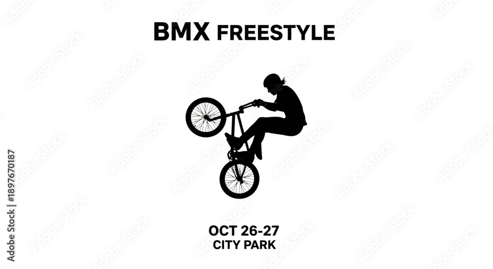 Obraz premium Dynamic Bmx Freestyle Silhouette Performing A Trick On A Bicycle