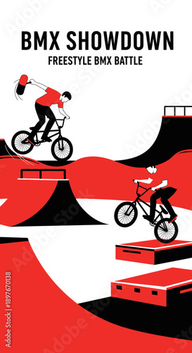 Dynamic BMX Freestyle Competition Action Sports Illustration With Vibrant Colors