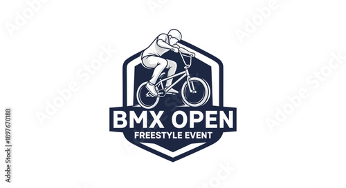 Dynamic Bmx Open Freestyle Event Emblem For Action Sports