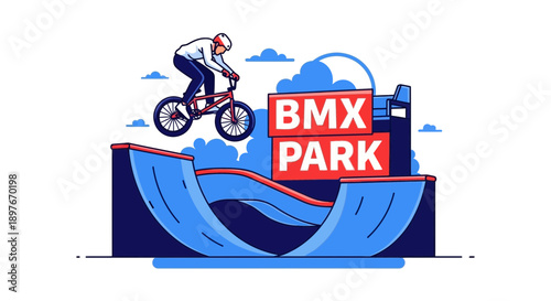 Dynamic BMX Park Rider Mid Air Jump Thrill Extreme Sport Aerial Maneuver