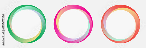 3D white circles frames background set on bright copy space. Colorful lights decoration. vector Eps 10