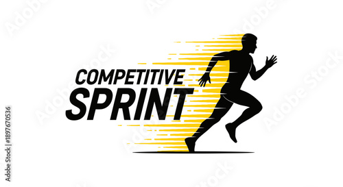 Dynamic Competitive Sprint Athlete Silhouette Motion Graphic Design